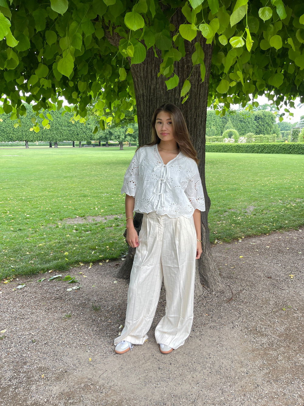 Birna trousers in linen blend - Cream