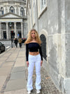 Karo off-shoulder blouse with open back - Navy