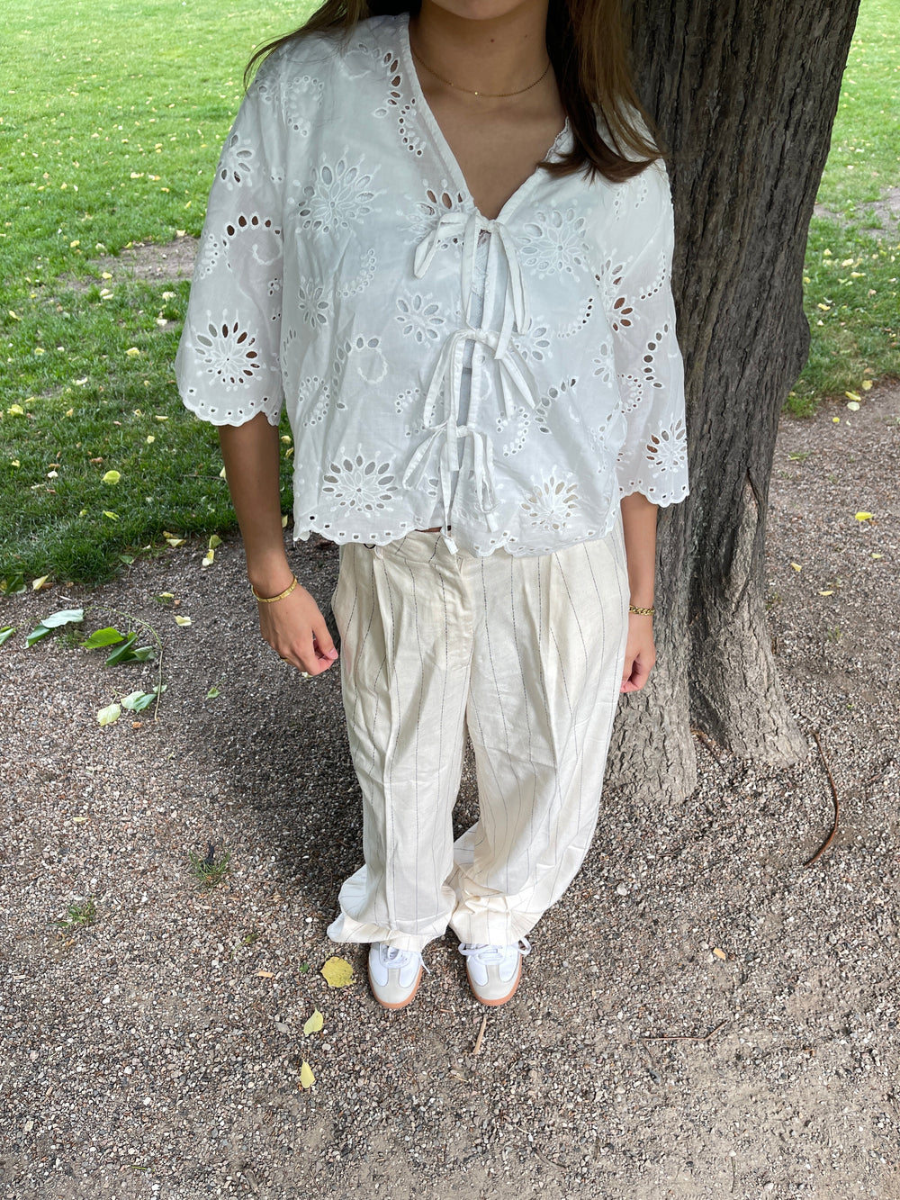 Birna trousers in linen blend - Cream