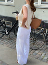 Mathilde Ravn pants with small embroidery - white