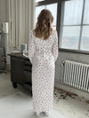 Frederikke satin dress with red flowers - White