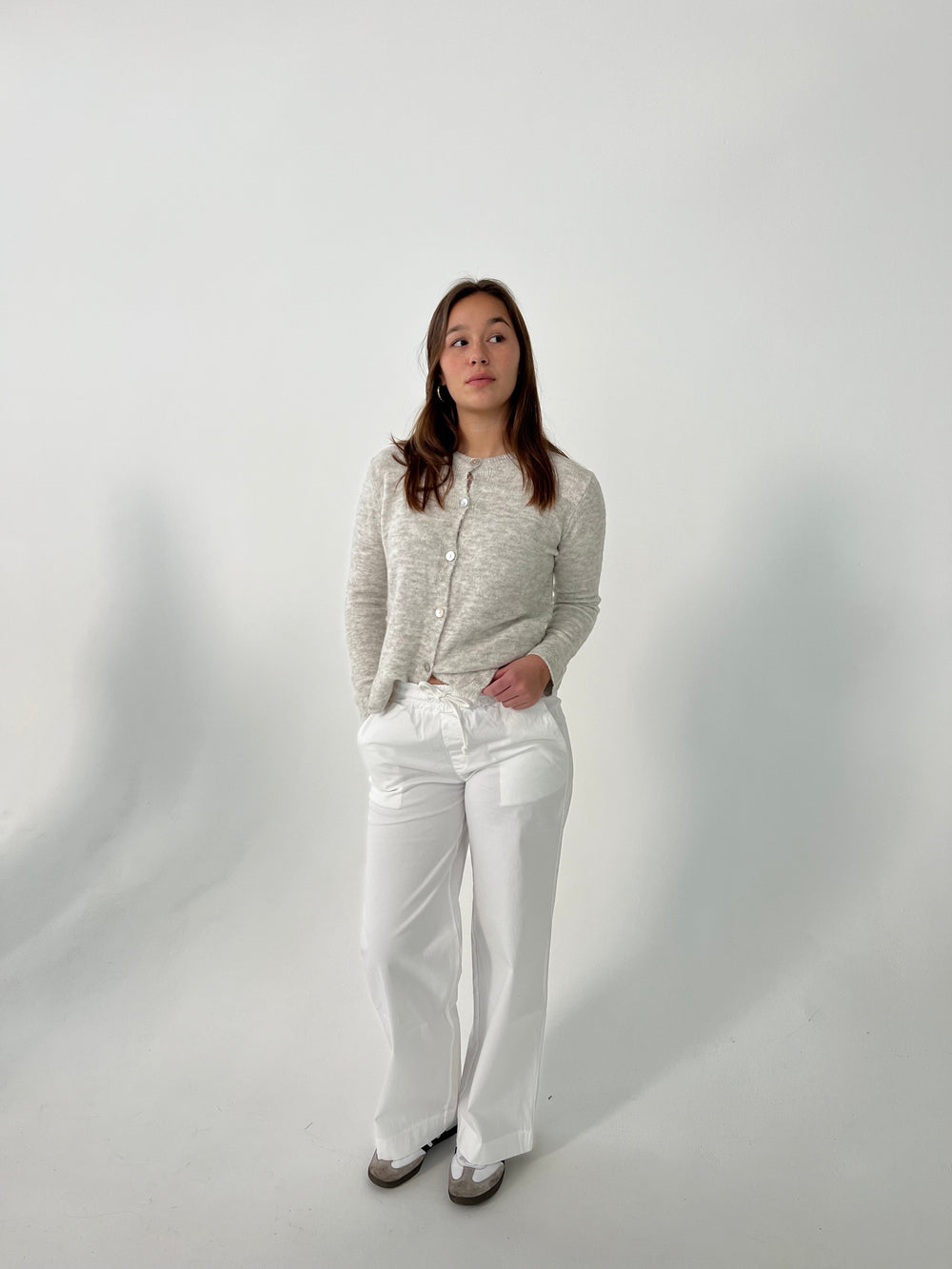 Lucille Pants with drawstring closure - White