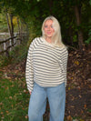Calva knit with stripes - Beige/black
