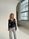 Isamara lace blouse with velour - Black