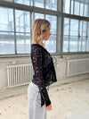 Isamara lace blouse with velour - Black