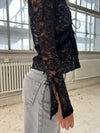 Isamara lace blouse with velour - Black