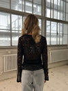 Isamara lace blouse with velour - Black
