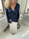 Denisi satin blouse - Navy