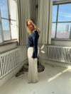 Denisi satin blouse - Navy