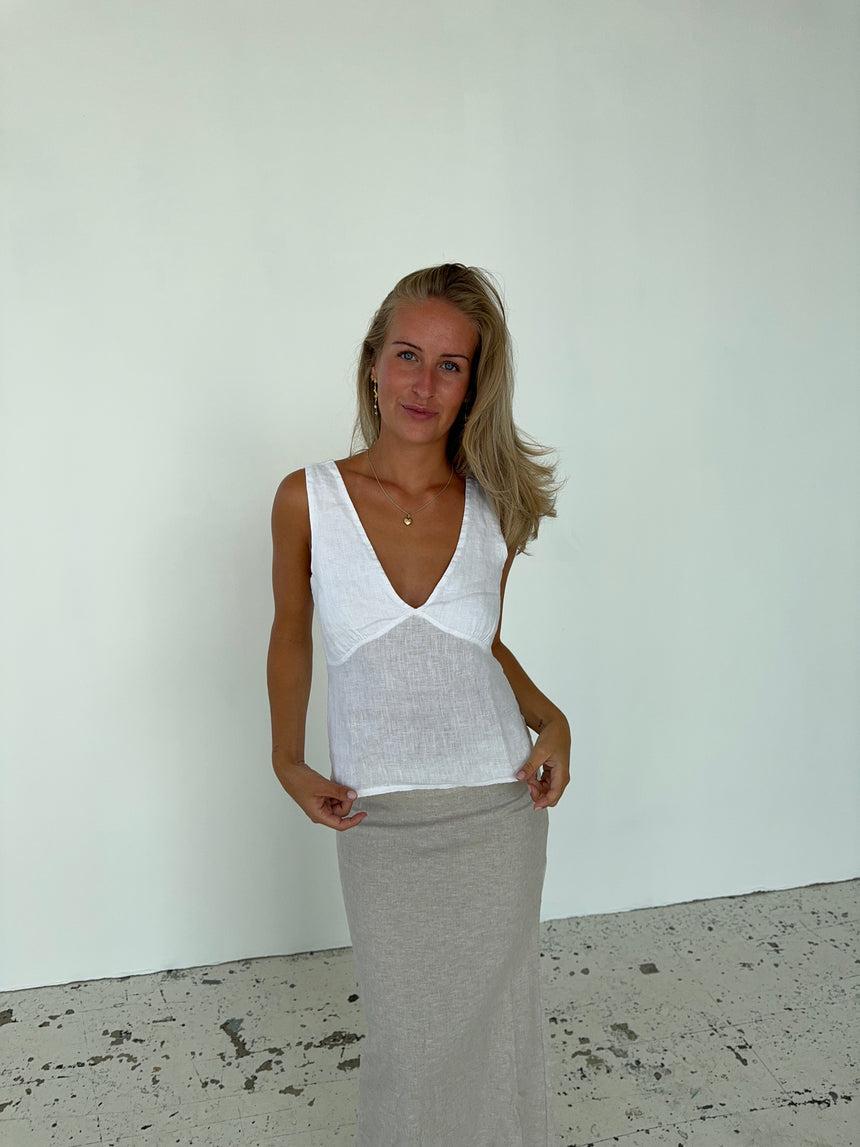 Emina linen top - White
