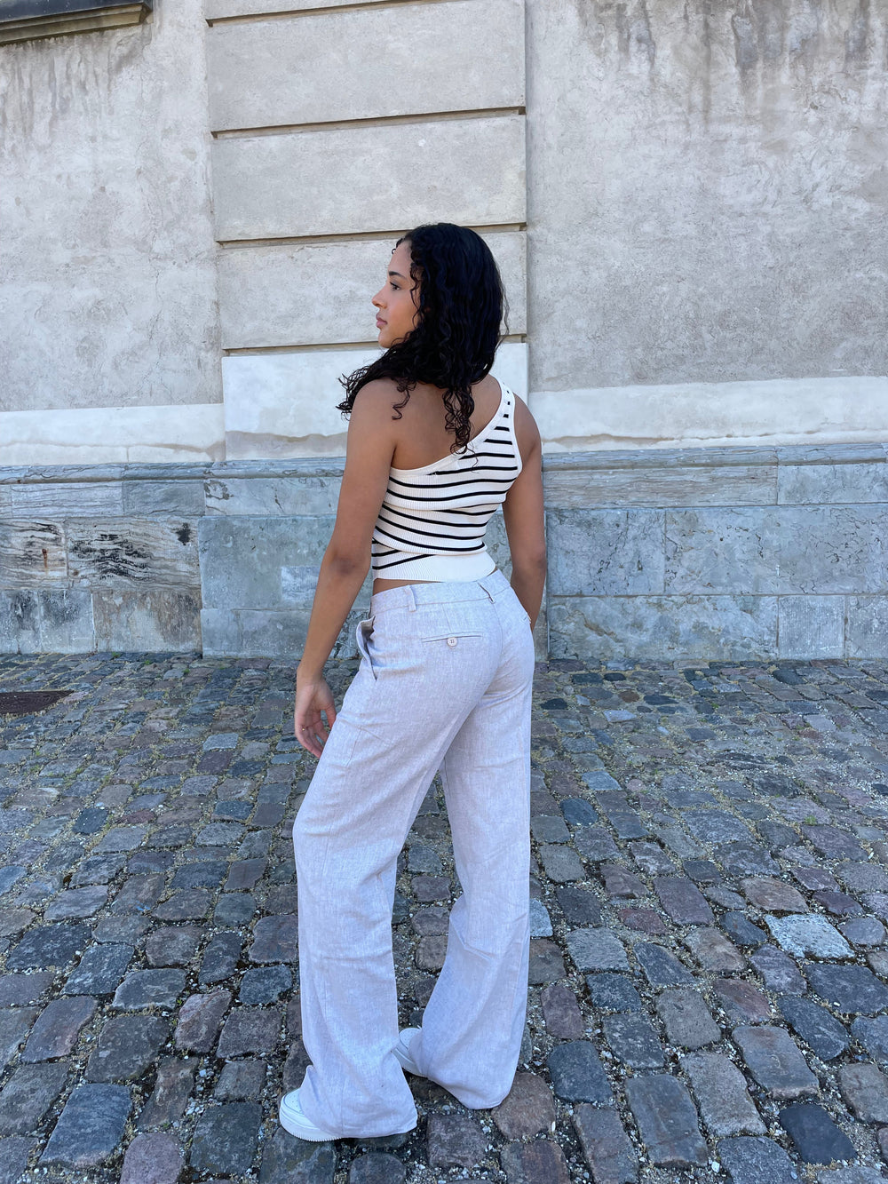 Herringbone pants - Beige/white