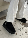 Manila teddy boots with plateau sole and braided details - Black