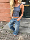 Alaia low-waisted jeans with lightning detail - Light denim