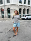 Andrea shorts with stripes - Green/white