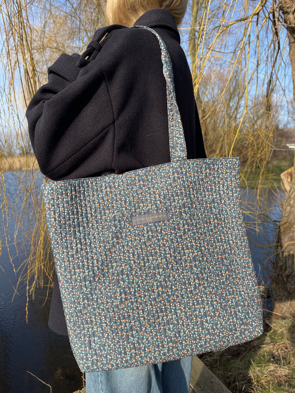 Rhodes tote bag - navy/green