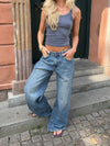 Alaia low-waisted jeans with lightning detail - Light denim