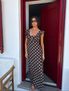 Luna dress with polka dots - Brown/yellow