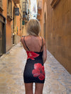 Deja dress with flowers – Black/red