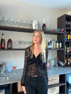 Isamara lace blouse with velour - Black