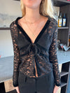Isamara lace blouse with velour - Black