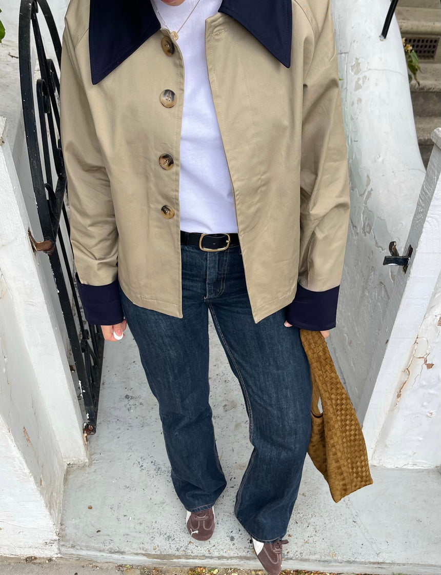 Noami trenchcoat with collar - Beige/navy