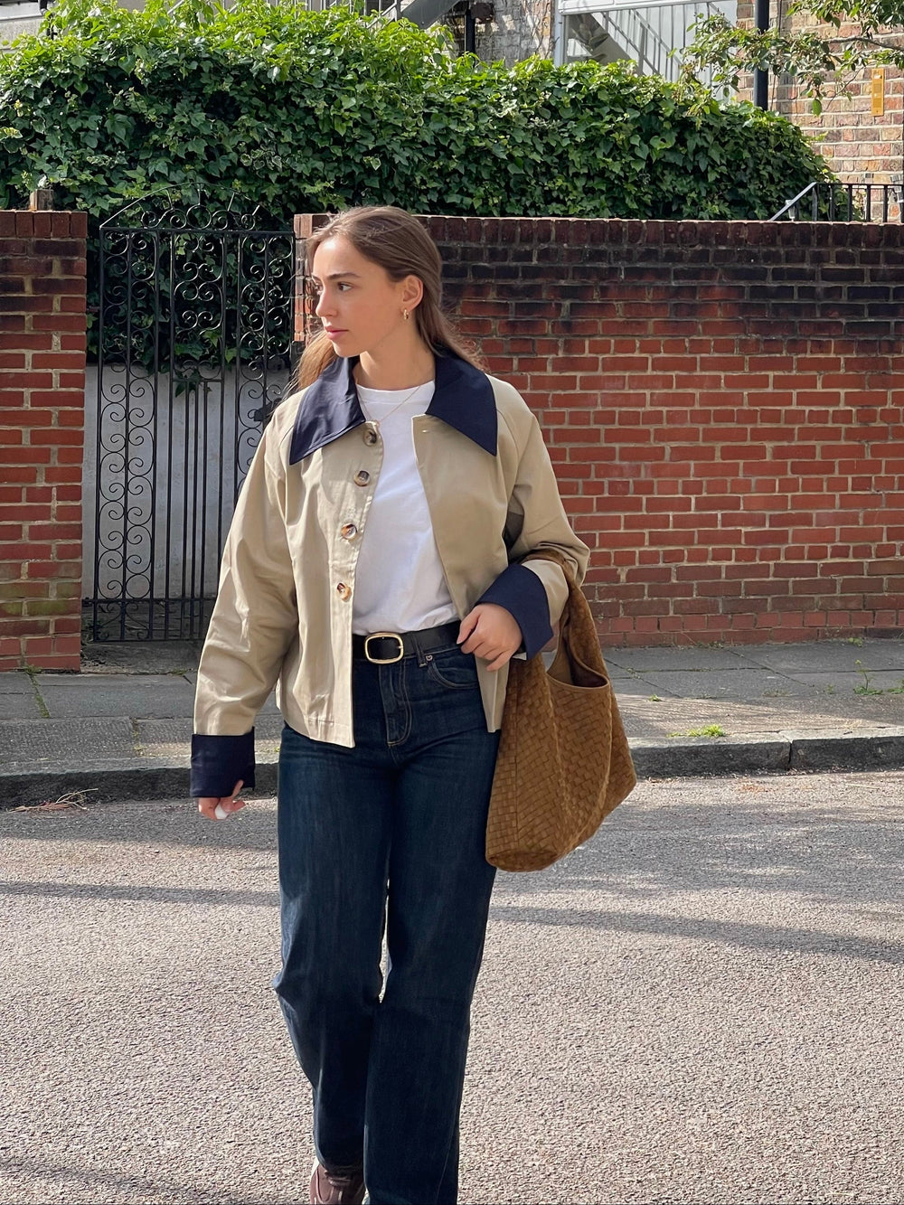 Noami trenchcoat with collar - Beige/navy