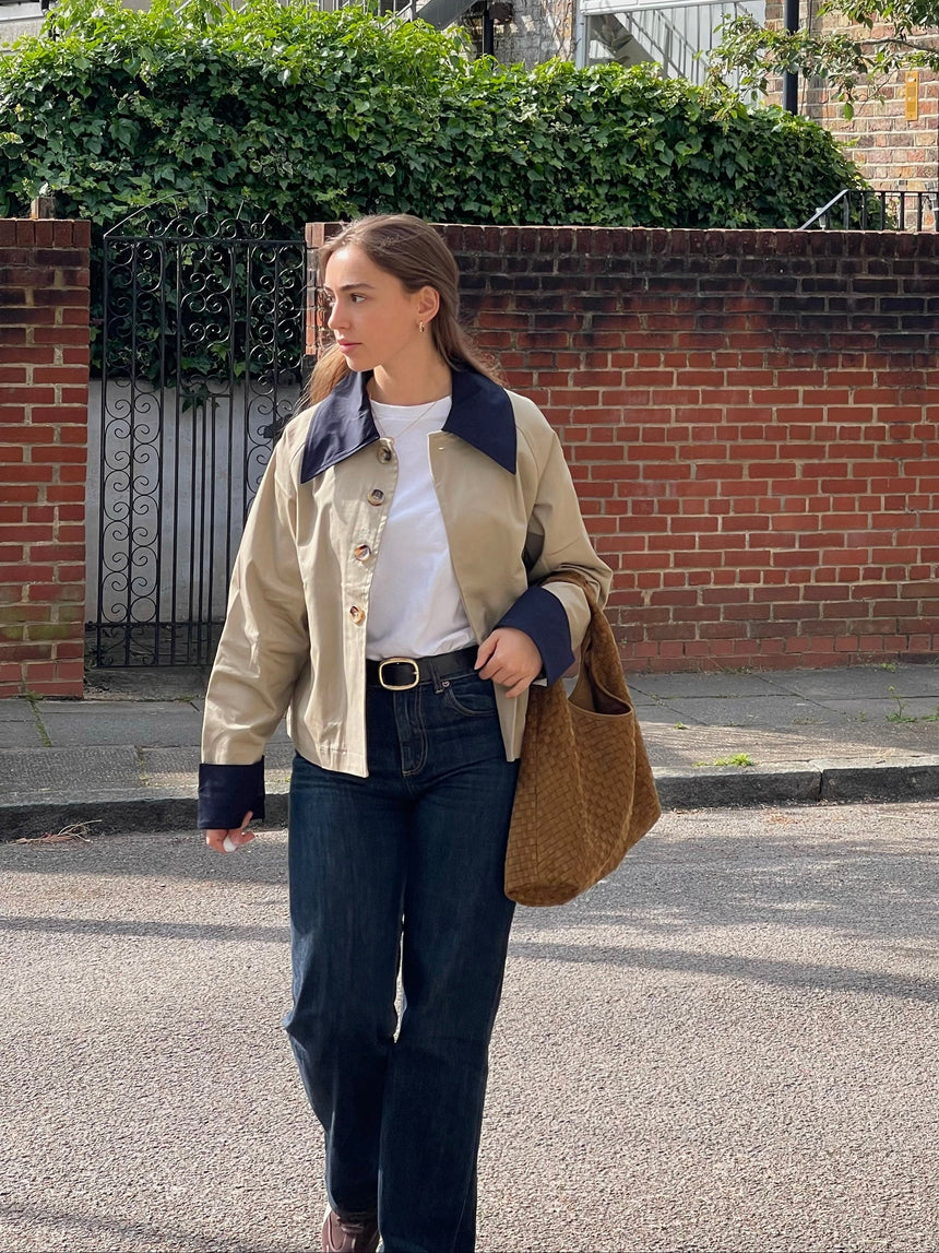 Noami trenchcoat with collar - Beige/navy