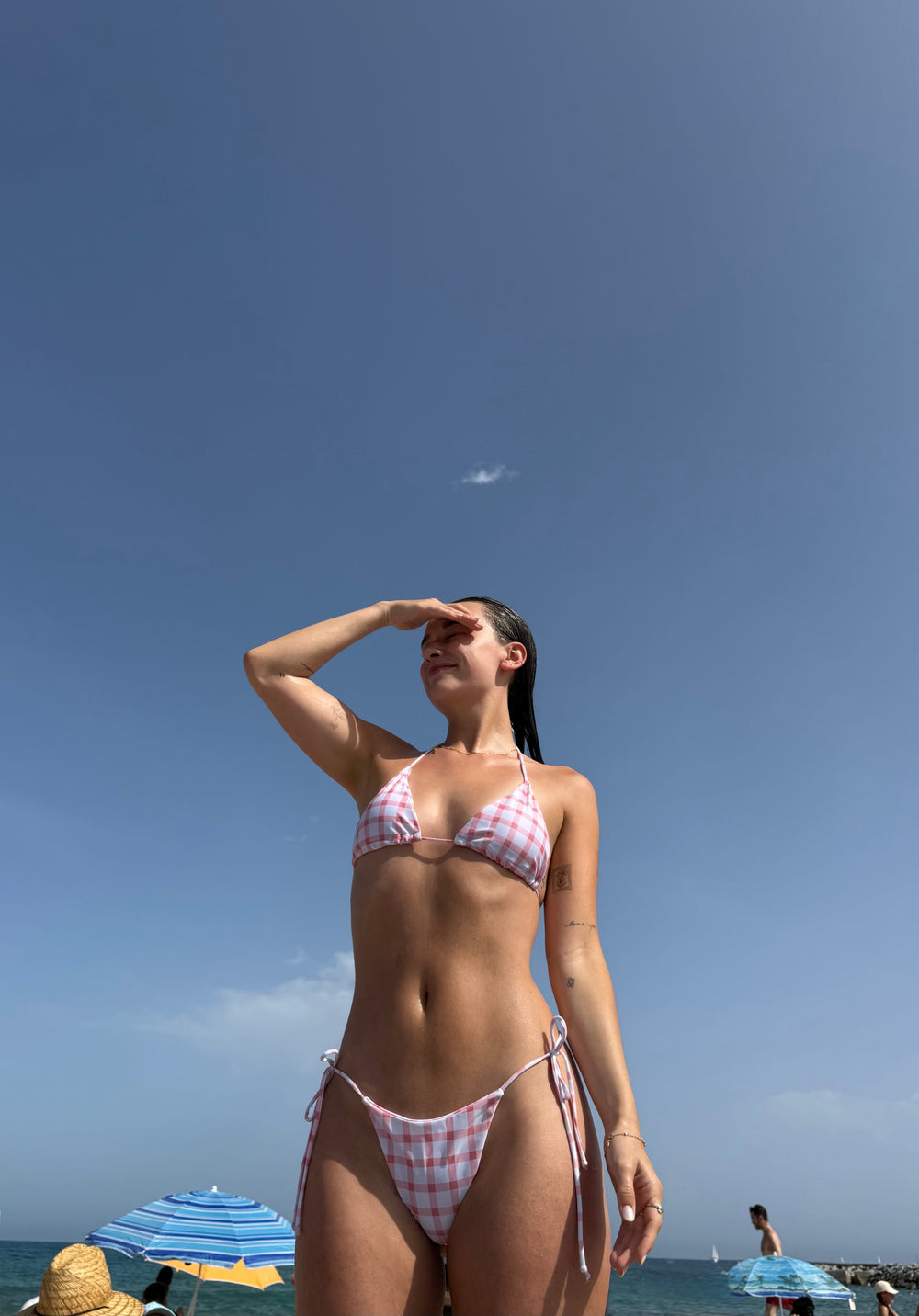 Solveig bikini with checkers – White/pink