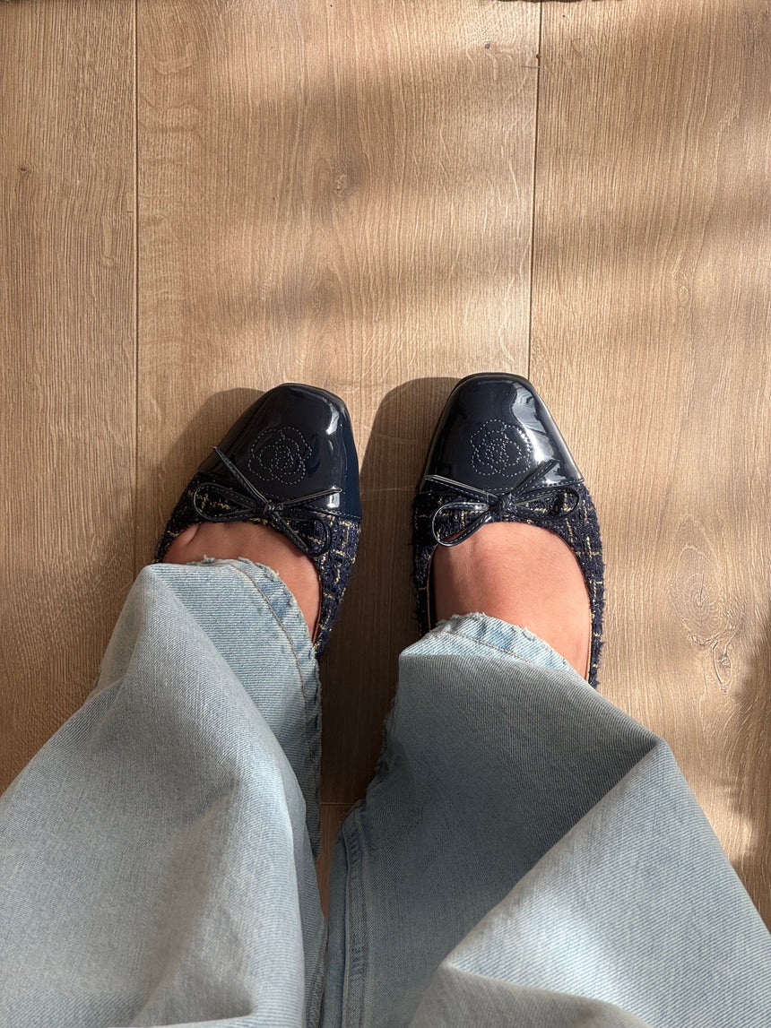 Zamora ballet flats with pattern and bow - Navy