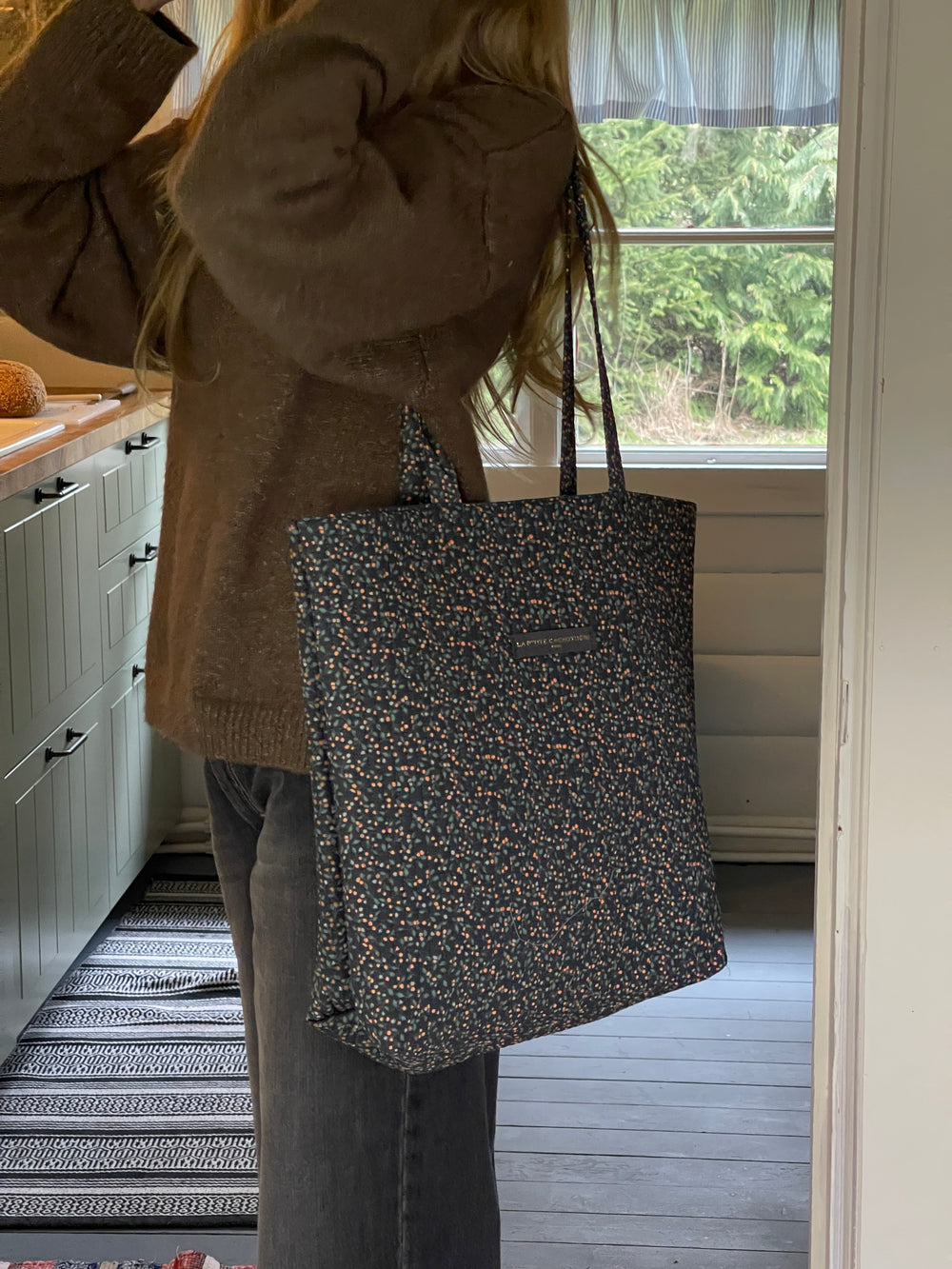 Rhodes tote bag - navy/green