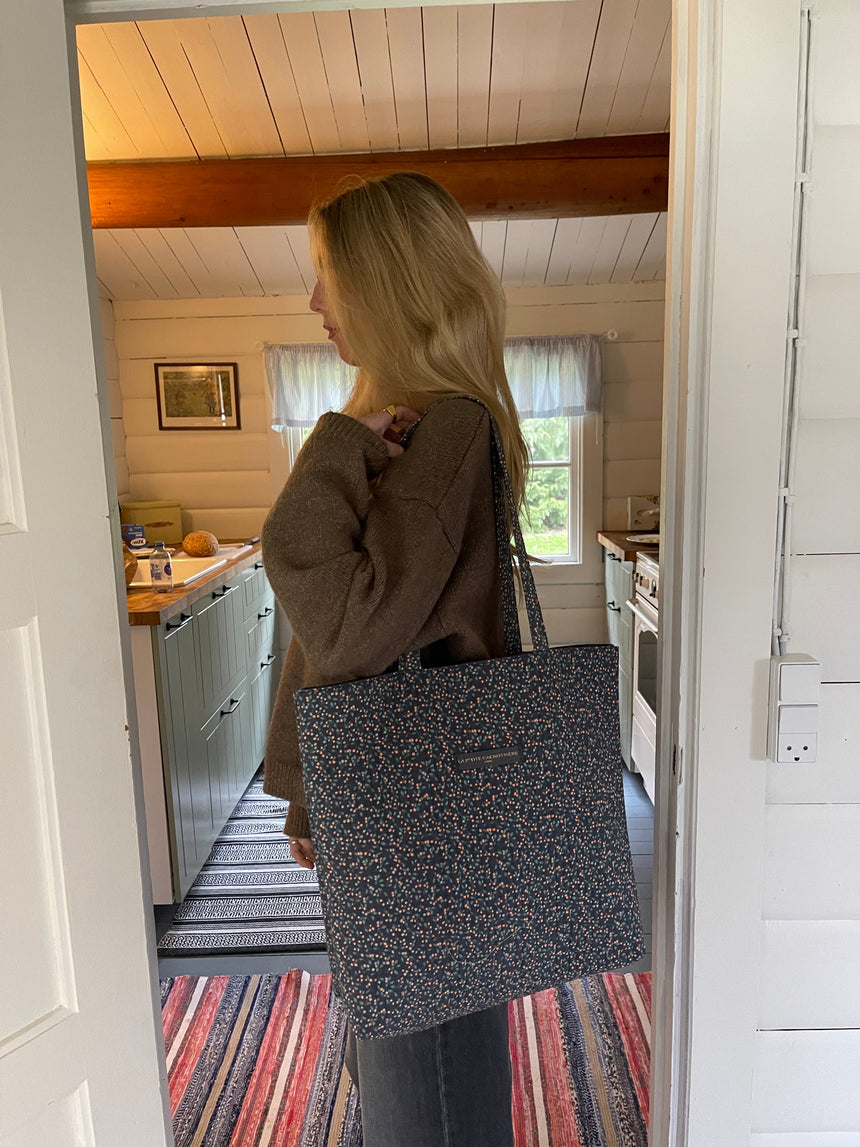 Rhodes tote bag - navy/green