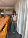 Olive jeans with details - Blue/green
