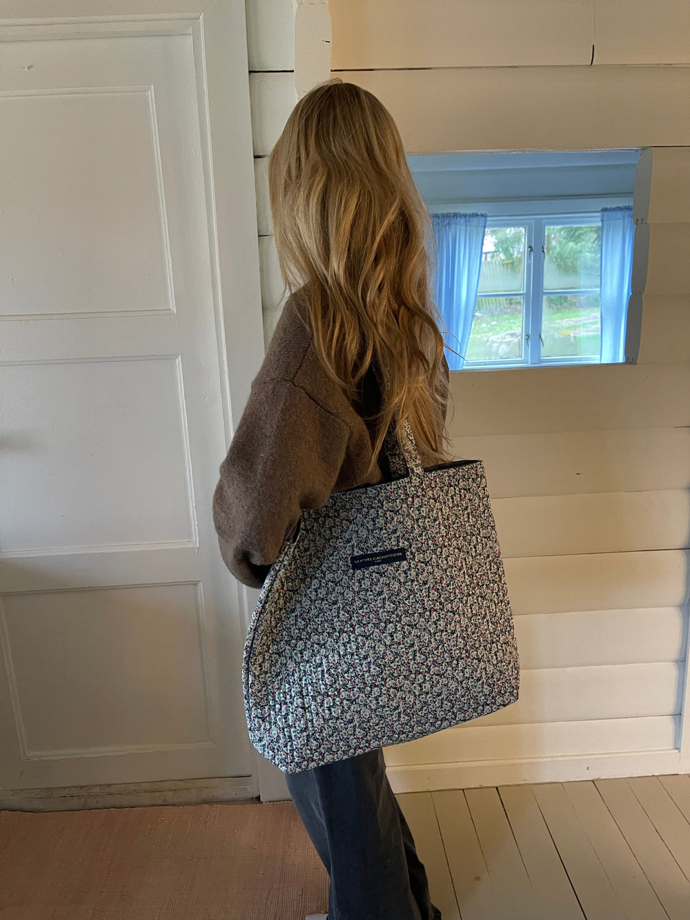 Rhodes tote bag - green/white/red