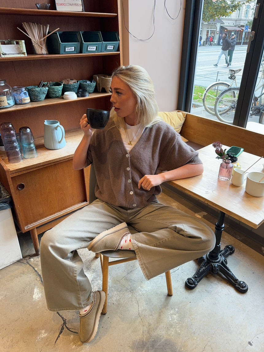 Sakura short-sleeve cardigan - Brown