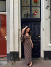 Luna dress with polka dots - Brown/yellow