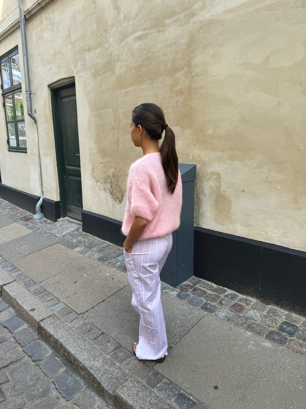 Olivia short-sleeved mohair cardigan - Pink