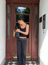 Calsia suit pants with polka dotted trim - Black