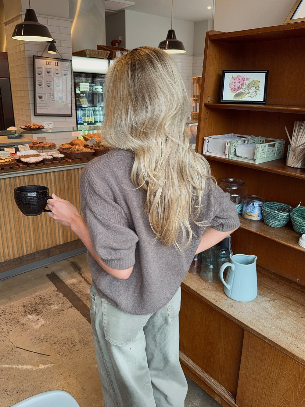 Sakura short-sleeve cardigan - Brown