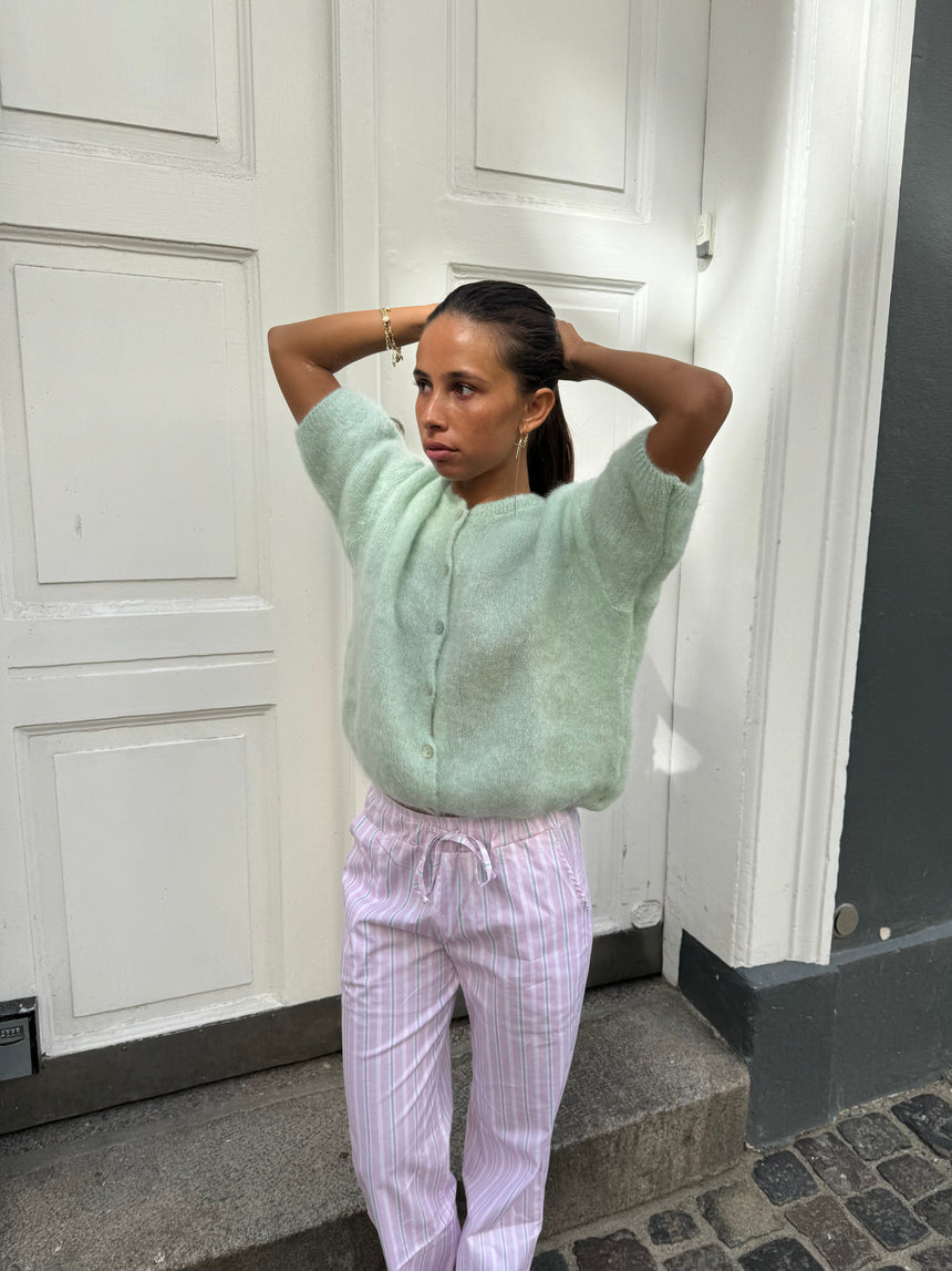 Olivia short-sleeved mohair cardigan - Mint green