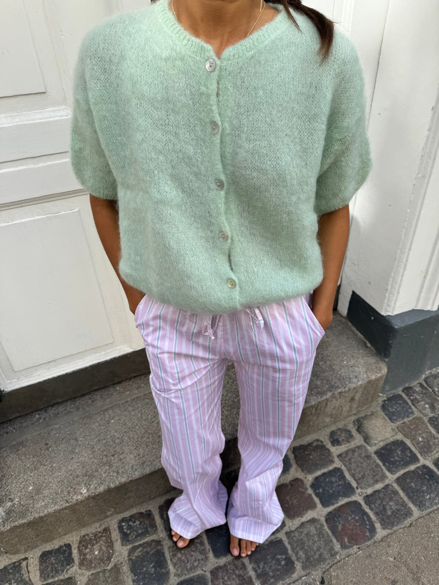 Olivia short-sleeved mohair cardigan - Mint green