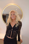 Isamara lace blouse with velour - Black