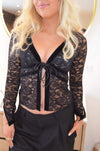 Isamara lace blouse with velour - Black