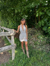 Fannie dress with flowers - White