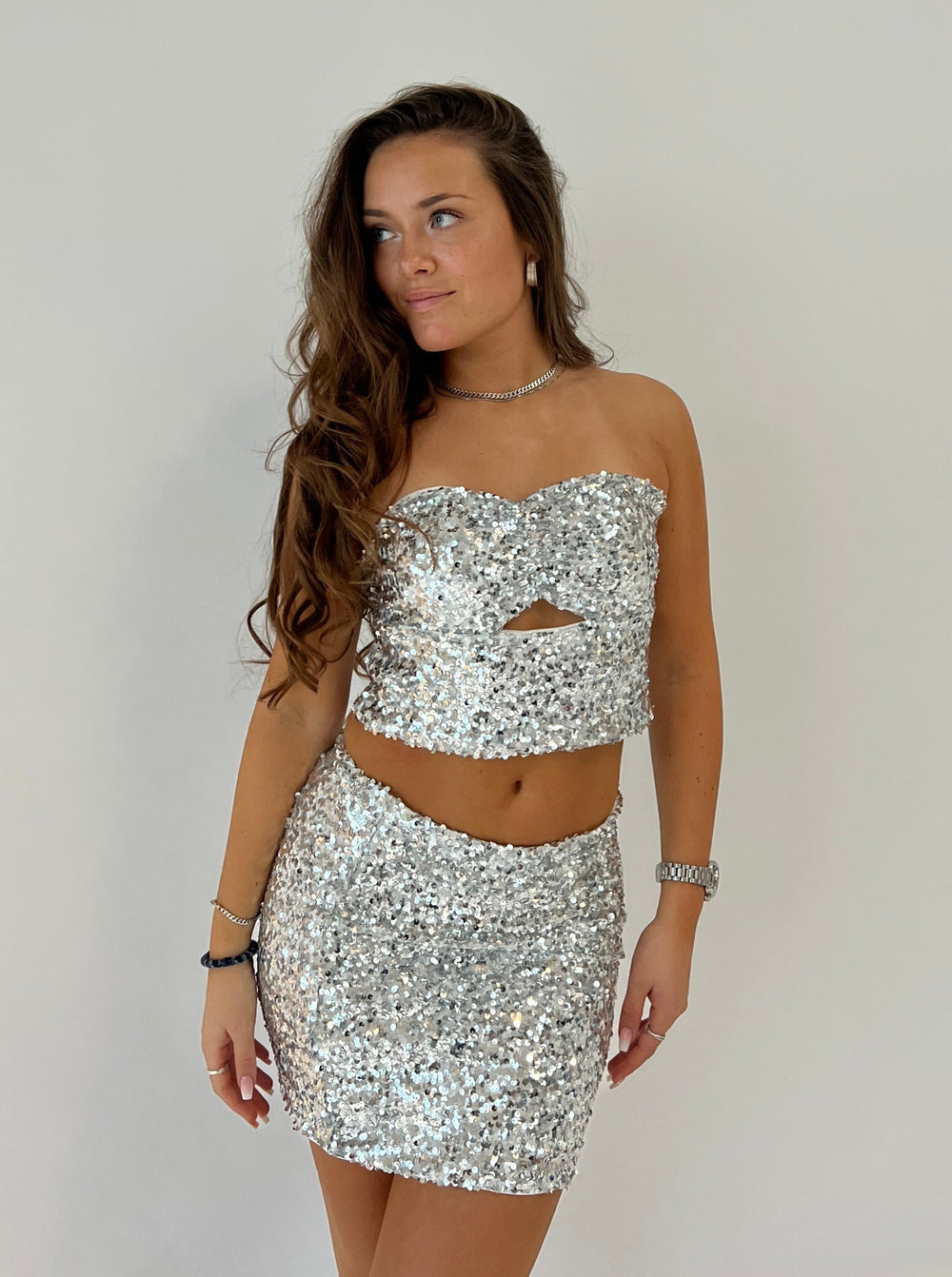 Dana sequin skirt - Silver