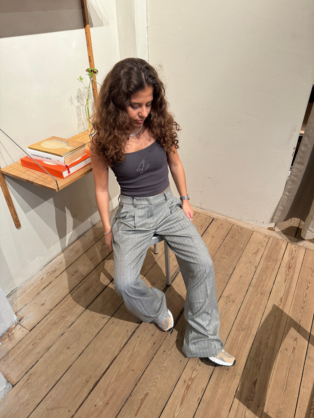 Ellen herringbone pants - Grey