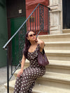 Luna dress with polka dots - Brown/yellow
