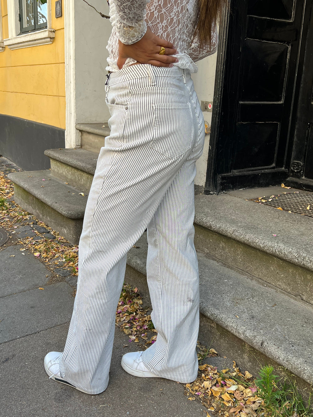 Elsa striped jeans - White