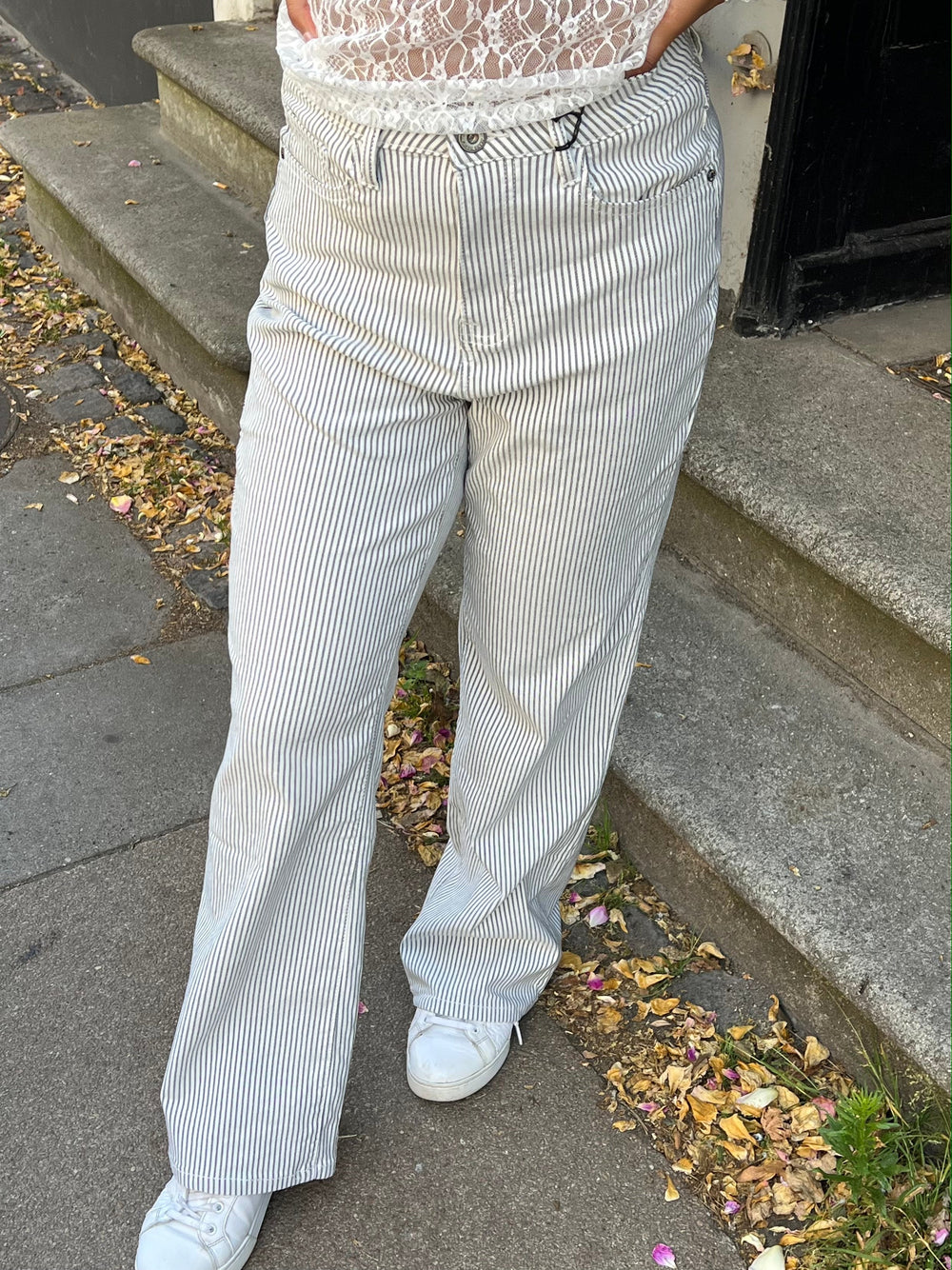 Elsa striped jeans - White