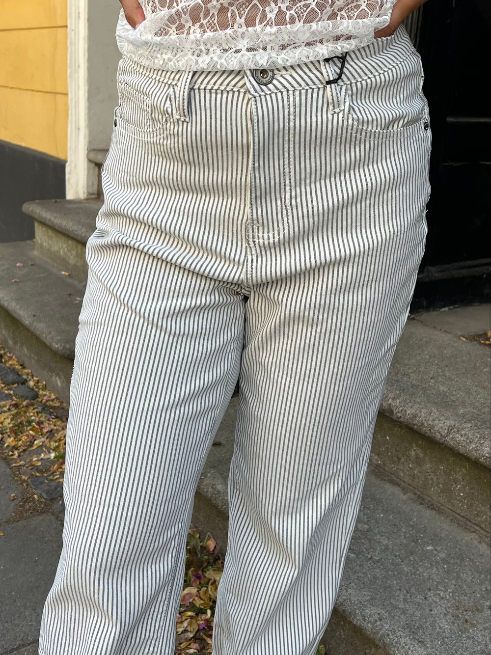 Elsa striped jeans - White