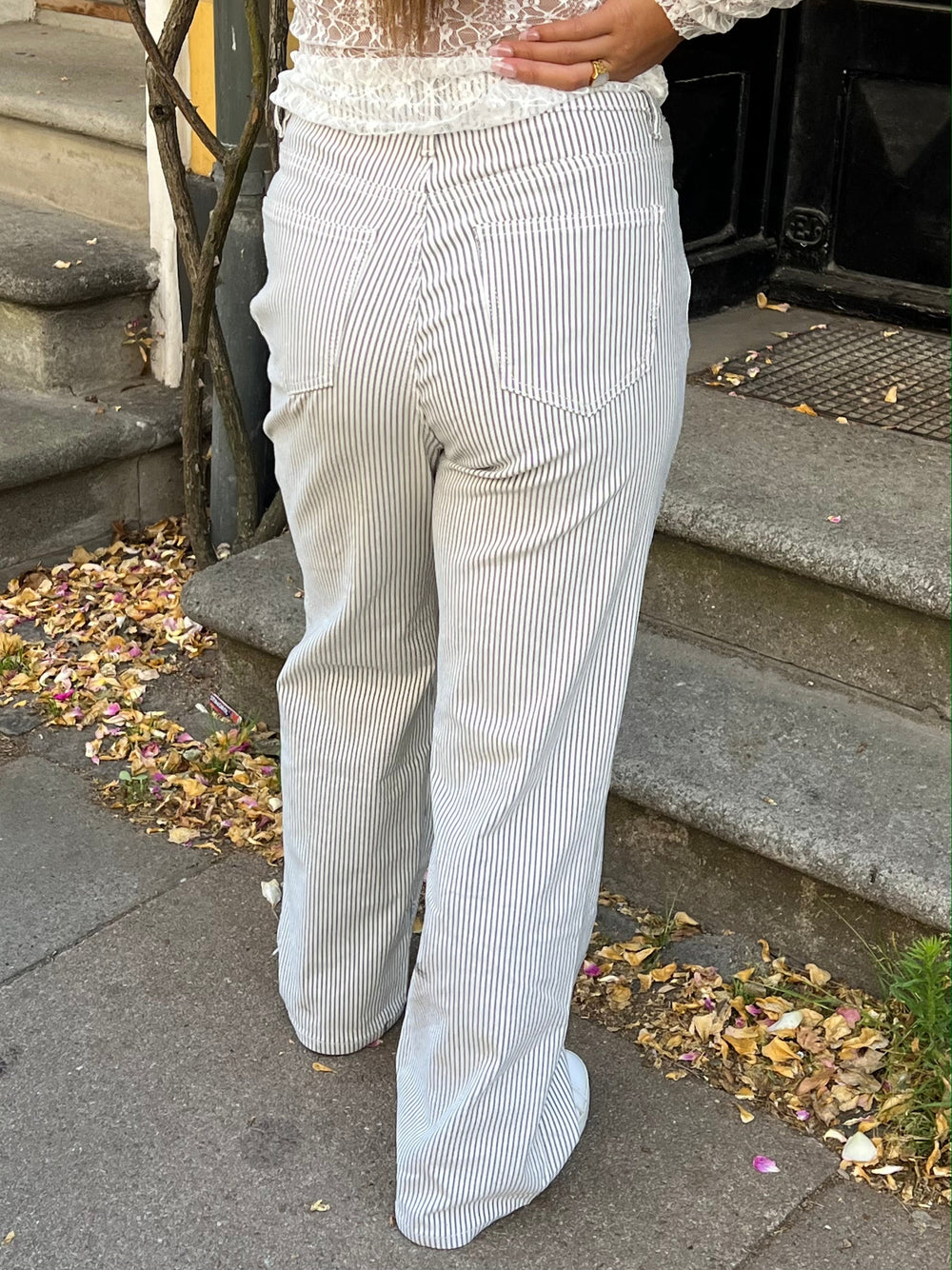 Elsa striped jeans - White